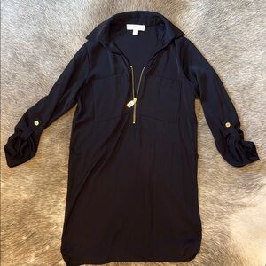 Michael Kors Black Mini Dress with Gold Accents